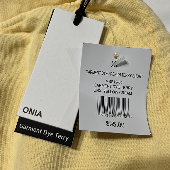 Onia Garment Dyed Terry Shorts in Yellow Cream Size XL - Picture 6 of 10